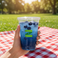Gobelets à boire personnalisés de haute qualité en plastique PET transparent avec impression sérigraphique et couvercle ZJPACK