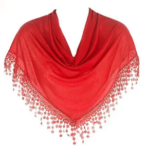Hot Sale Plain Color Dreieck Schals mit gleicher Farbe Spitze Fransen Schal für Frauen