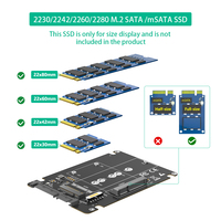 2 in 1 menggabungkan M.2 NGFF key B & mSATA SSD ke 2.5 SATA3 Adapter dengan plastik penutup