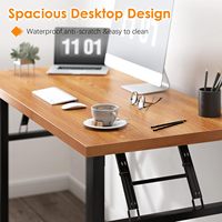 Bureau d'ordinateur pliable en métal fin et en bois de haute qualité, sans assemblage requis, pour les petits espaces, bureau à domicile