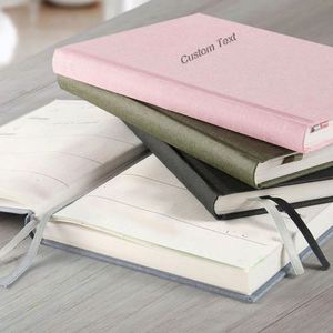 Journal élégant A5 à couverture rigide en tissu de lin personnalisé, papier double adhésif, 100 feuilles, pages intérieures personnalisées, bien-être - Product Image 1