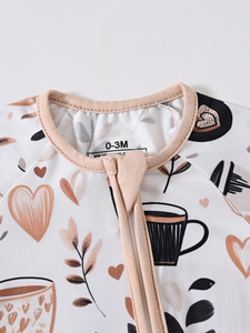 Pijama <span class=keywords><strong>de</strong></span> bebé con cremallera, estampado <span class=keywords><strong>de</strong></span> corazón <span class=keywords><strong>de</strong></span> café, manga larga, listo para enviar, en stock, envío rápido para bebés - Product Image 5