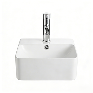 Lavabo Cuadrado Moderno de Cerámica para Baño, Lavabo de Sobremesa Fácil de Limpiar para Uso en Hoteles, Comercios y Espacios Públicos - Product Image 3