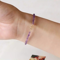Natürliches Zhejiang-Amethyst-Armband für Damen, Marke Haoxuan, extrem dünn, 2 mm, rund, facettiert, Edelstein, funkelnd, Modetrend
