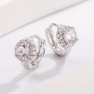 Pendientes de plata 925 con circonita cúbica, conjuntos de collar y aretes de moda, pendientes de plata de ley con moissanita - Product Image 1