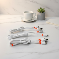 Kabel Data USB 3.0 C 3 in 1 Desain Jelly Oranye 3ft TPE Lembut, Pengisian Cepat 3A untuk iPhone & Ponsel
