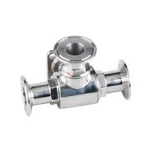 Hygienic food grade Sanitary stainless steel ISO 5211 mounting pad 304 316 non retention manual Three Way Tri Clamped Ball Valve