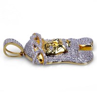 Collier en chaîne de corde plaqué or en alliage de cuivre avec pendentif en forme d'animal en strass personnalisé hip-hop en gros, unisexe