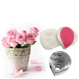 AK Fondente Rose Venature Stampi In Acciaio Inox Fondente Cutter Set per la Decorazione di Torte In Silicone Veiner Fiore Stampi - Product Image 1
