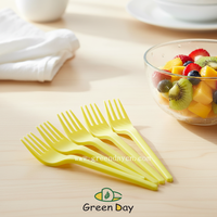Greenday Biologisch afbreekbaar wegwerpbare bestekset op maat gemaakte kleur PLA vork voor cake & fruit voor restaurant & picknick & feesten & vliegtuig