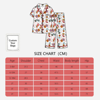 Kids Lapel Trim Piping Pajama Set, Short Sleeve Top & Long Pants Bali Yarn Sleepwear, Breathable Casual Children Home Wear