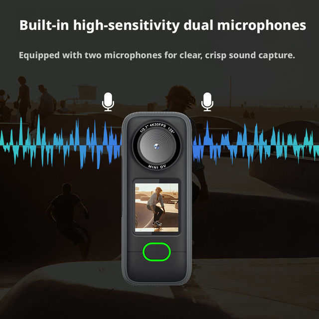 Mini Sport Camera 4K 30FPS 20MP CMOS 125 Degree Wide Angle IPX6 Waterproof WiFi Action Camera Built-in 16GB Storage for Vlog
