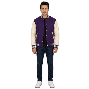 Varsity <b>Jackets</b> <b>Men</b> Winter <b>Baseball</b> Aviator Embroidery Spliced Cotton Shell Breathable Stand Collar Front Logo Bomber Coat - Product Image 1