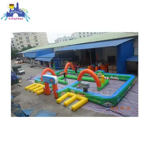 Pista de corrida inflável popular, com logotipo livre, design interativo, esporte, jogo, 0.55mm, pvc, tipo inflável para crianças