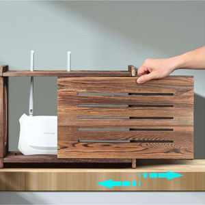 Wireless WiFi Router <strong>Storage</strong> <strong>Box</strong> Wooden Cover for Modem Router and Power Strip <strong>Cable</strong> Management Organizer Rack - Product Image 3