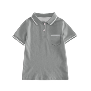 เสื้อโปโลผ้าฝ้ายเนื้อดี แขนสั้น สีพื้น คอเสื้อเสริมความแข็งแรง สำหรับเด็กผู้ชาย ใส่เป็นชุดนักเรียน - Product Image 1