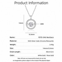 Collier en Moissanite, pendentif halo rond en CZ de 5 mm pour femmes, argent sterling 925, couleur or blanc, en stock, vente en gros, bijoux fins