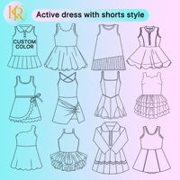 KR Wholesale Custom Logo Sleeveless Printed Mesh Yoga Dress with Shorts Breathable Design Girl Sports Dress