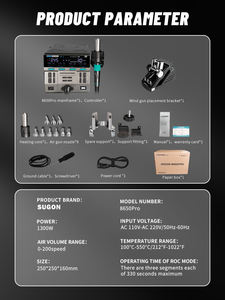 모델 8650pro 1300W 열풍 재 작업 스테이션 9 개의 노즐이있는 용접 납땜 제거 수리 도구 용 SMD 용접 곡선 모드 - Product Image 6