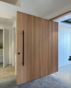 लक्जरी कस्टम विला तूफान आधुनिक टेक ओक अखरोट ठोस लकड़ी के सामने प्रवेश द्वार द्वार स्मार्ट लॉक के साथ