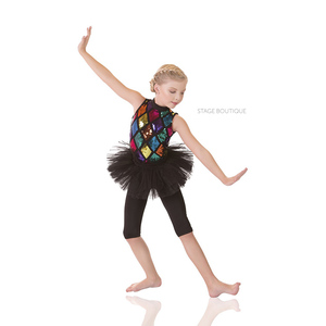 Новое поступление для девочек, черные танцевальные костюмы с красочными блестками - Product Image 5
