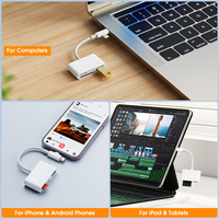 Adaptateur Micro OTG Multifonction 3-en-1 Worthspark USB Type-C 3.0 Lecteur de Cartes SD TF Externe pour Téléphone Android