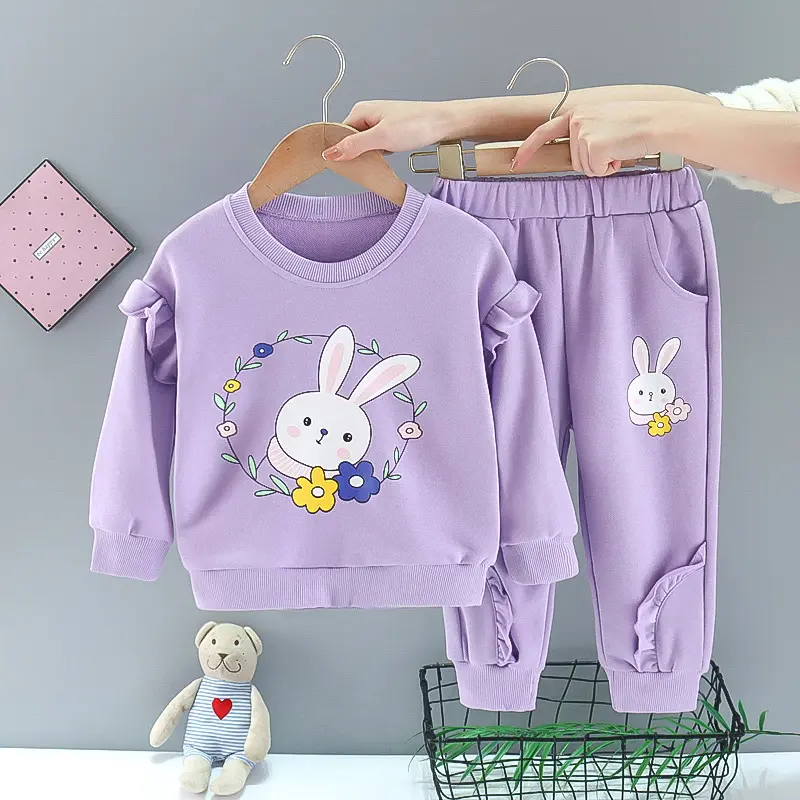 Spring Girls Clothes Printed Hoodie+Pants 2pcs Kids Clothing Set For Girl Clothing Cotton Children Sport Suit Kids Sweatsuit Set