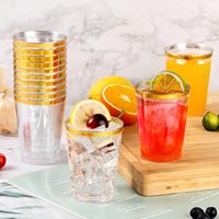 50 gobelets en plastique jetables de 12 oz avec bord doré, sans BPA, écologiques, design minimaliste moderne, pour mariages, fêtes de Noël