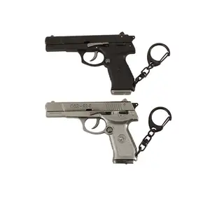 Fabrika fiyat alaşım imparatorluk 1:3 QSZ92 7CM kabuk çıkarma siyah gümüş oyuncak tabanca Mini silah modeli anahtarlık