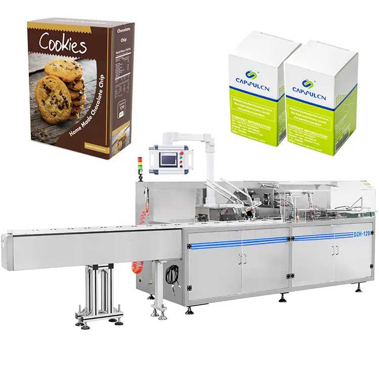 Multifunções Full Automatic Horizontal Chocolate Bar Biscoito Pão Doces Cookie Food Cartoning Machine