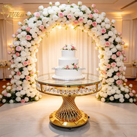 Table de mariage en verre avec base en acier inoxydable, nouvelle conception NIKA, pour événements, banquets, repas, avec roulettes, table à gâteau