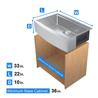 Tablier de poste de travail de ferme USA 33 pouces Bol unique avant en acier inoxydable 304 Fabricant d'évier de cuisine fait à la main