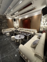 Canapé sectionnel en forme de L avec éclairage LED moderne, capitonné, pour salon commercial, salle VIP, bar, club, mobilier de club