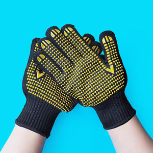 Guantes de alambre de acero resistentes a cortes, nivel 5, con revestimiento de nitrilo punteado en la palma, para uso en construcción y fábrica. - Product Image 2