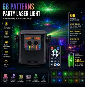 Projecteur laser RGB <span class=keywords><strong>LED</strong></span> rechargeable RC avec 68 motifs dynamiques pour soirées, discothèques, scènes, clubs, KTV, spectacles, théâtres et bars - Product Image 3