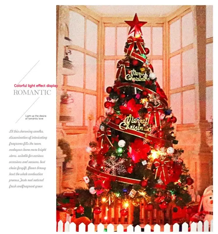 Conjunto de presente para árvore de natal, 2022, com decorações, luzes led, solução de parada única
