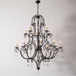 New Design European Design Elegant Villa Loft Stair Big Candle K9 Crystal Black <b>Chandelier</b> Lighting - Product Image 2