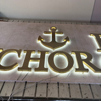 Letrero Luminoso 3D de Fábrica con Retroiluminación LED, Letrero Iluminado con Logotipo de Empresa, Letrero de Acrílico Metálico Dorado con Nombre de Tienda, Letrero Frontal Iluminado