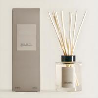 Grande bouteille d'arôme en verre transparente de luxe personnalisée 50ml 100ml 150ml 200ml bouteille ronde de diffuseur d'huile essentielle de roseau avec boîtes