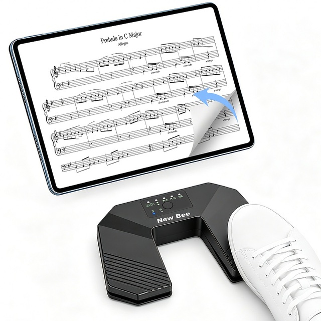 In Stock Type C Charging 250mAh Battery 38 Hrs Playtime Wireless BT5.4 Foot Pedal Page Turner for Musical Instruments