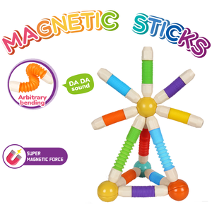 Tubos de pop magnéticos, varillas y bolas, 58 Uds., bloques magnéticos DIY, construcción STEM, juguetes educativos Montessori para niños pequeños - Product Image 5