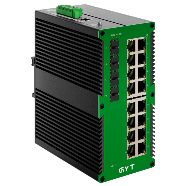 16 Gigabit Ethernet 4 SFP Port DIN-rail Managed Redundant POE Industrial Grade Management SwitchDIN-rail Mounting