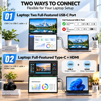 Moniteur portable double IPS 15,6 pouces FHD 1080P avec support pliable 360° VESA pour ordinateurs portables, Mac Mini, PC, écran en alliage d'aluminium
