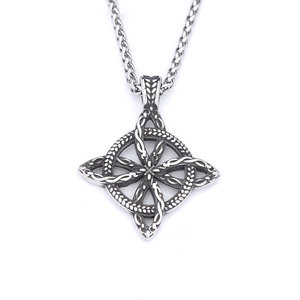 Collier pendentif nœud celtique en acier inoxydable Yunnique pour homme, chaîne couleur acier, bijoux tendance - Product Image 5