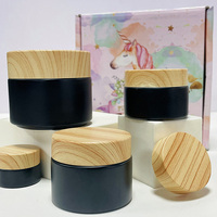 Pot de bougie noir mat en vrac vide de 10ml contenant de soins de la peau en verre 30ml 50ml pot cosmétique givré avec bouchon à vis en bambou vente en gros