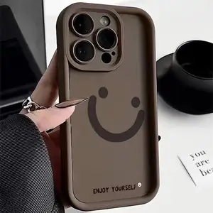 New design Simple smiley face Phone case For iPhone 15 Pro Max 14 13 12 11 XS XR Funny Camera protection Frosted anti-fall Cover