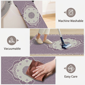 Tapis antidérapant à poils moyens, motif rayé effet éclaboussures d'encre nordique, imitation cachemire rétro américain, lavable en machine, en TPR - Product Image 3