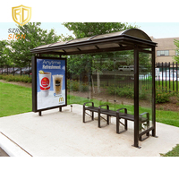 Shelroden Abribus à structure métallique en acier solide Style ouvert simple avec banc pour passagers Solution élégante de panneau d'affichage