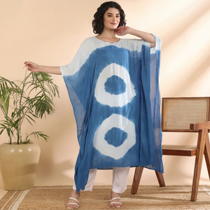 High Quality Designer Rayon <b>Kaftan</b> Tie Dyed <b>Summer</b> Daily Wear Regular Fit Sweetheart neck at Best Price by Supplier - Product Image 1
