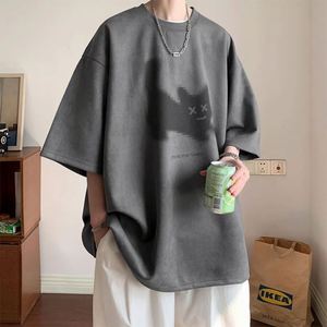 Men's Casual Loose Short Sleeved T Shirt Suede Burned Pattern Digital Printed Plus Size Half Sleeve T Shirts - Product Image 2